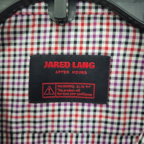 Jared Lang After‎ Hours Mens Slim Fit Gingham Dress Shirt Red Purple Black White - Picture 7 of 11